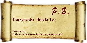 Poparadu Beatrix névjegykártya